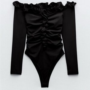 RUFFLED RUCHED BODYSUIT